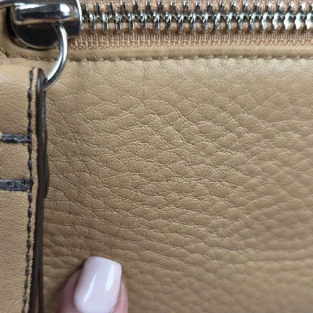 COACH F12321 MADISON BAG TAN BROWN BAMBOO PEBBLED DUFFLE BOHO HOBO PURSE‎